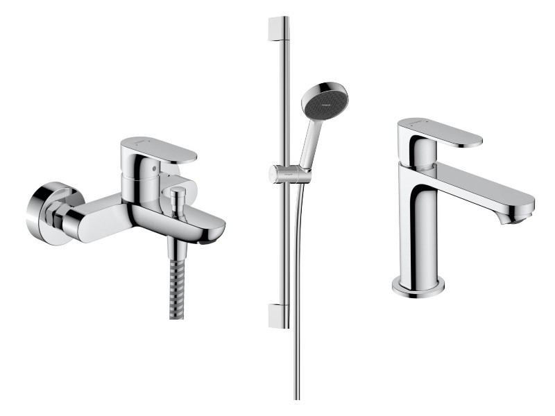 Hansgrohe Pachet 3in1 cada hansgrohe rebris e, aparenta, baterie lavoar, set dus, crom, 72440000-4st