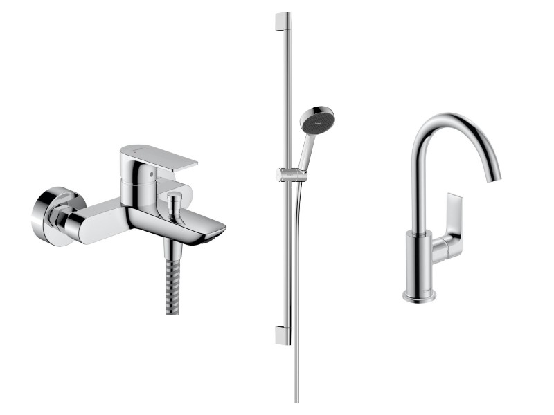 Hansgrohe Pachet 3in1 cada hansgrohe rebris e, aparenta, baterie lavoar, set dus, crom, 72450000-10st