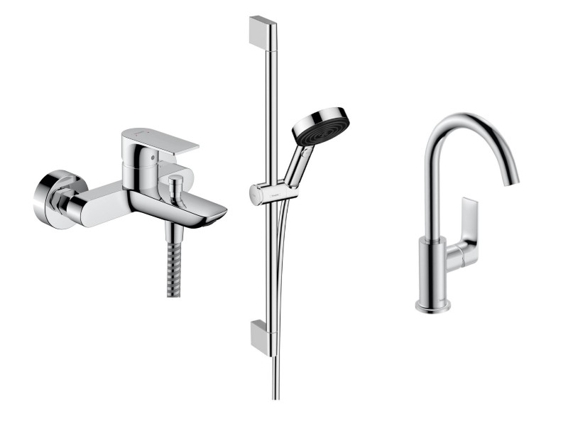 Hansgrohe Pachet 3in1 cada hansgrohe rebris e, aparenta, baterie lavoar, set dus, crom, 72450000-8st