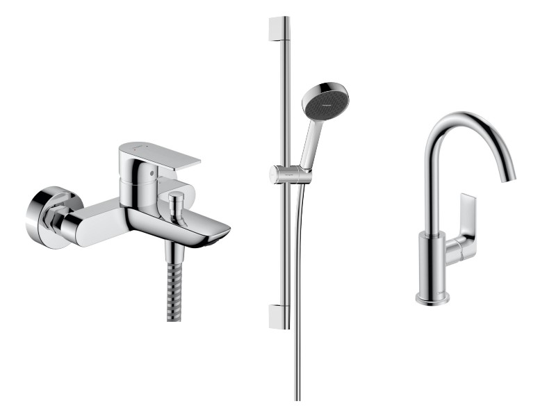 Hansgrohe Pachet 3in1 cada hansgrohe rebris e, aparenta, baterie lavoar, set dus, crom, 72450000-9st