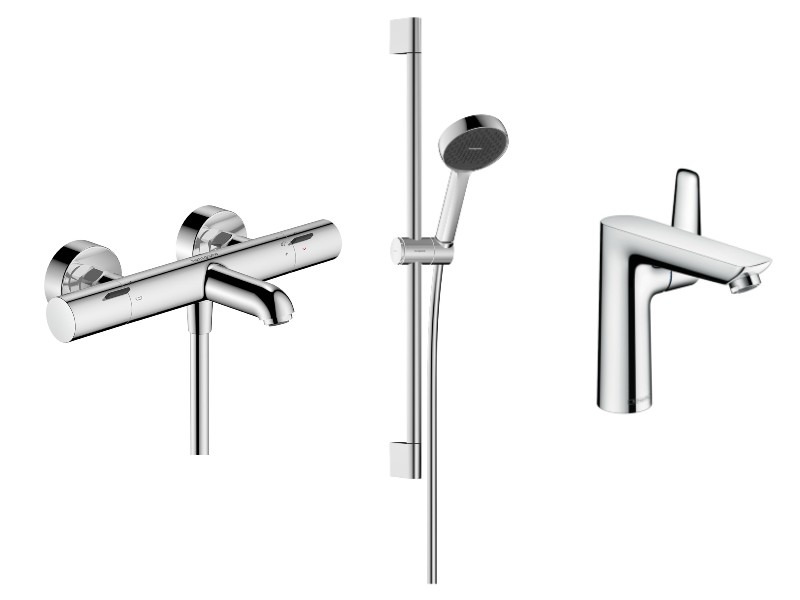 Hansgrohe Pachet 3in1 cada hansgrohe talis, aparenta, termostat, baterie lavoar, set dus, crom, 13325000-44st