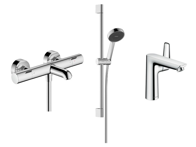 Hansgrohe Pachet 3in1 cada hansgrohe talis, aparenta, termostat, baterie lavoar, set dus, crom, 13325000-45st
