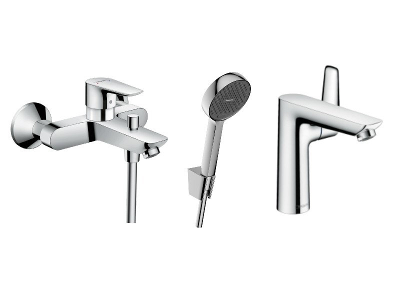 Hansgrohe Pachet 3in1 cada hansgrohe talis e, aparenta, baterie lavoar, set dus, crom, 71740000-9st