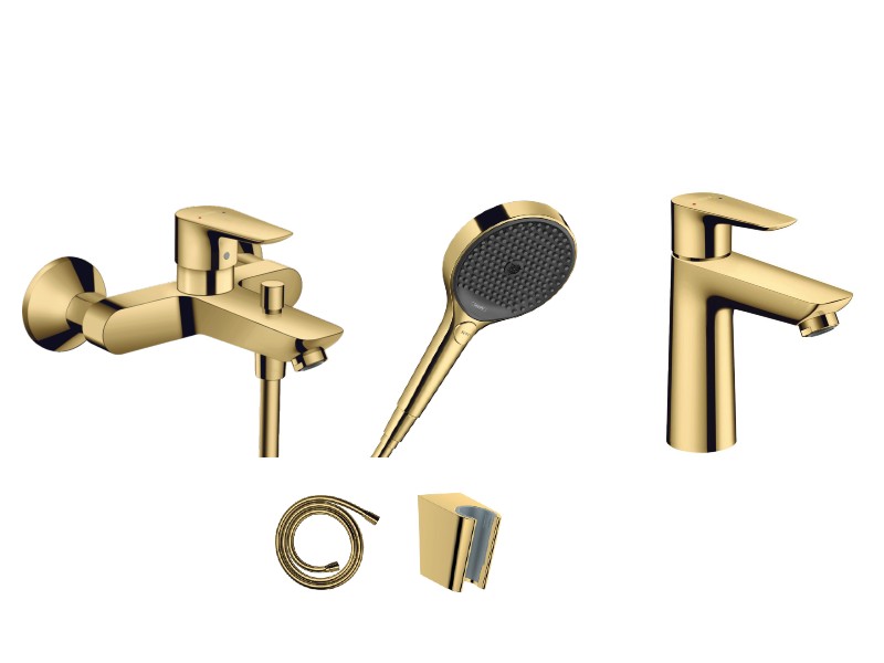 Hansgrohe Pachet 3in1 cada hansgrohe talis e, aparenta, set dus, baterie alvoar m, lucios, auriu, 71740990-3st