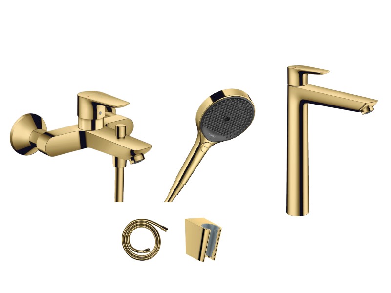 Hansgrohe Pachet 3in1 cada hansgrohe talis e, aparenta, set dus, baterie alvoar xl, lucios, auriu, 71740990-5st