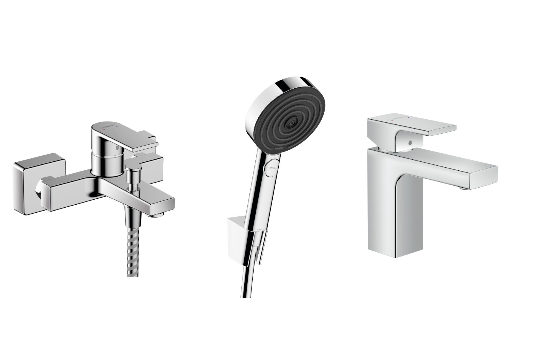 Hansgrohe Pachet 3in1 cada hansgrohe vernis shape 71450000, 1/2'', aparenta + baterie 71561000, marimea m, set de dus, crom