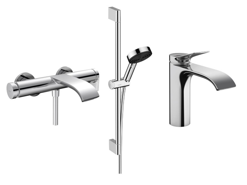 Hansgrohe Pachet 3in1 cada hansgrohe vivenis, aparent, baterie lavoar, set dus, crom, 75420000-12st