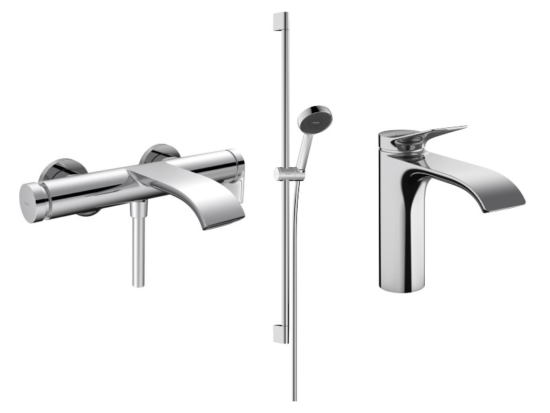 Hansgrohe Pachet 3in1 cada hansgrohe vivenis, aparent, baterie lavoar, set dus, crom, 75420000-14st