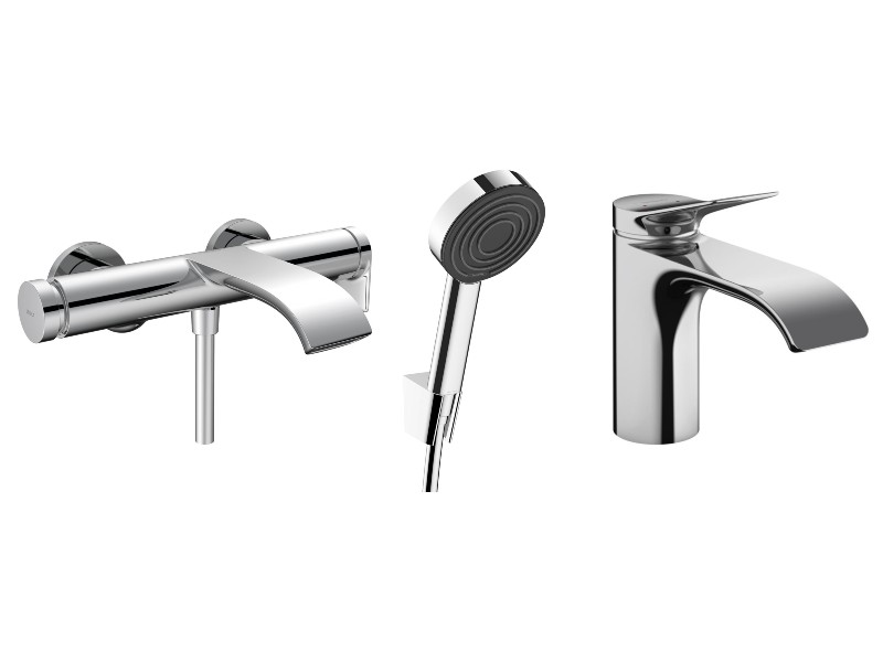 Hansgrohe Pachet 3in1 cada hansgrohe vivenis, aparent, baterie lavoar, set dus, crom, 75420000-6st