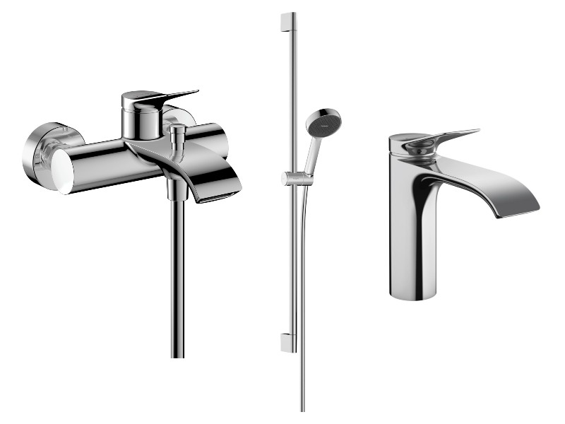 Hansgrohe Pachet 3in1 cada hansgrohe vivenis, aparenta, baterie lavoar, set dus, crom, 75423000-10st