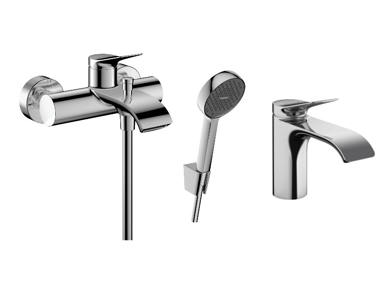 Hansgrohe Pachet 3in1 cada hansgrohe vivenis, aparenta, baterie lavoar, set dus, crom, 75423000-1st