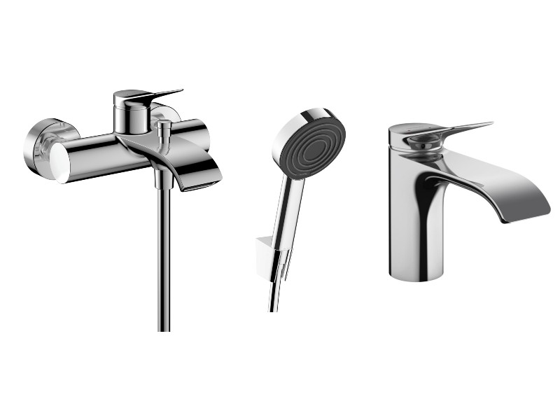 Hansgrohe Pachet 3in1 cada hansgrohe vivenis, aparenta, baterie lavoar, set dus, crom, 75423000-2st