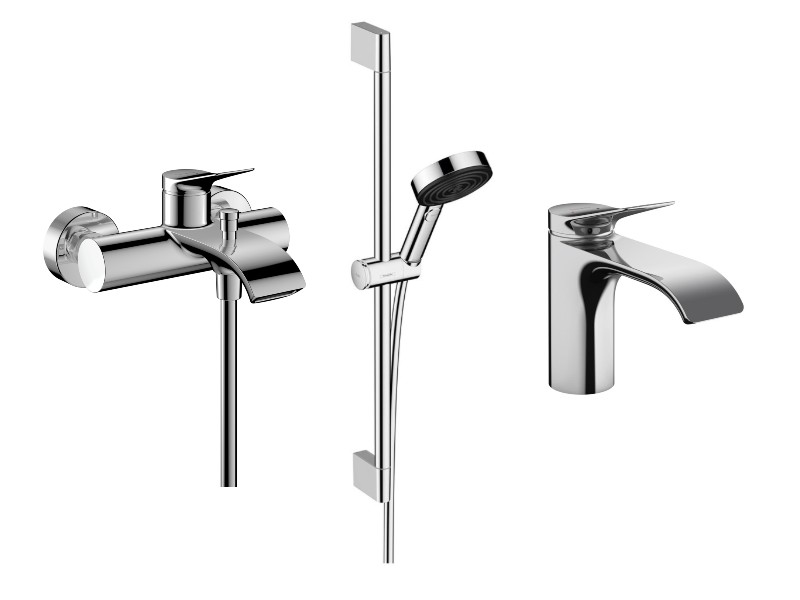 Hansgrohe Pachet 3in1 cada hansgrohe vivenis, aparenta, baterie lavoar, set dus, crom, 75423000-3st