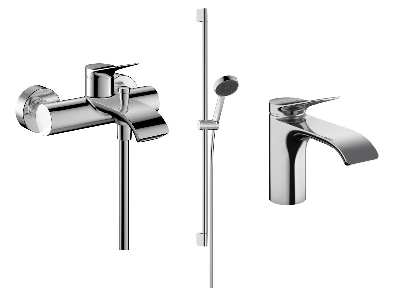 Hansgrohe Pachet 3in1 cada hansgrohe vivenis, aparenta, baterie lavoar, set dus, crom, 75423000-5st