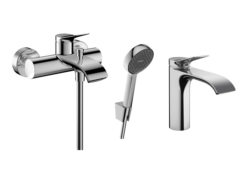 Hansgrohe Pachet 3in1 cada hansgrohe vivenis, aparenta, baterie lavoar, set dus, crom, 75423000-6st