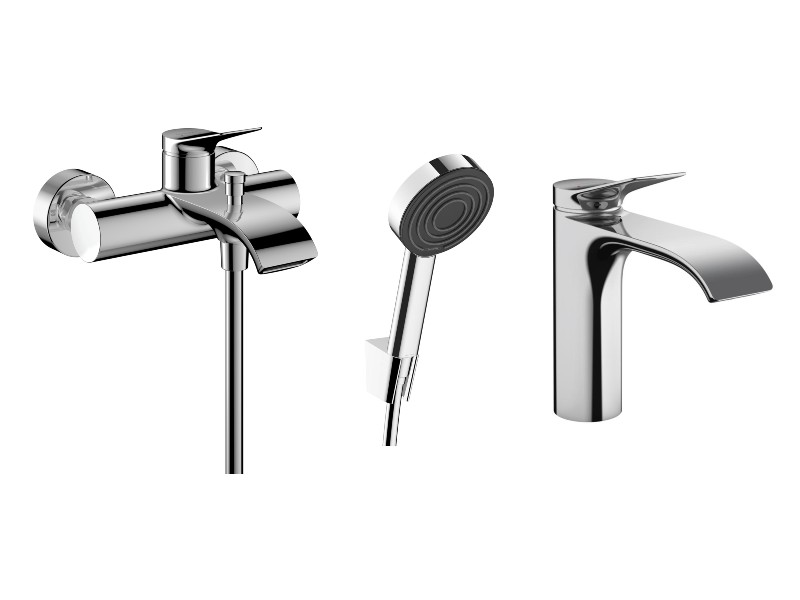 Hansgrohe Pachet 3in1 cada hansgrohe vivenis, aparenta, baterie lavoar, set dus, crom, 75423000-7st