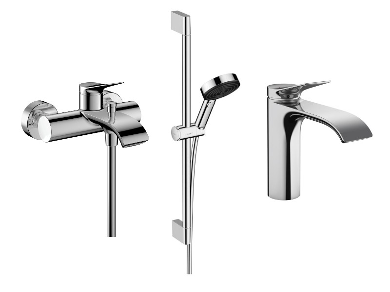 Hansgrohe Pachet 3in1 cada hansgrohe vivenis, aparenta, baterie lavoar, set dus, crom, 75423000-8st