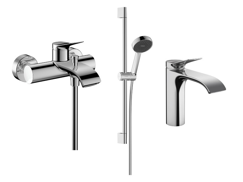 Hansgrohe Pachet 3in1 cada hansgrohe vivenis, aparenta, baterie lavoar, set dus, crom, 75423000-9st
