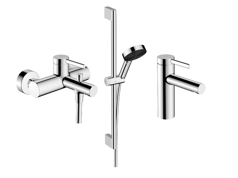 Hansgrohe Pachet 3in1 cada hansgrohe zesis s, aparenta, baterie lavoar, set dus, crom, 74420000-8st