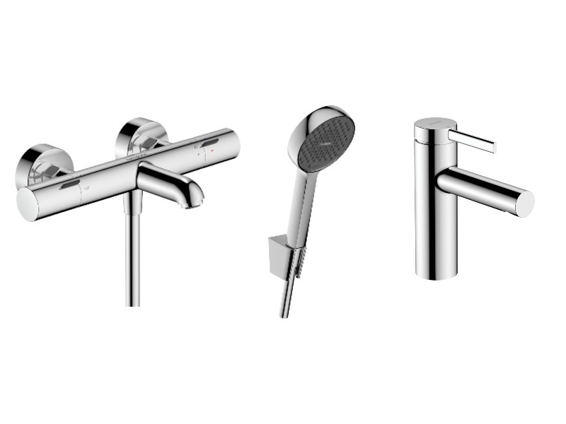 Hansgrohe Pachet 3in1 cada hansgrohe zesis s, aparenta, termostat, baterie lavoar, set dus, crom, 13325000-6st