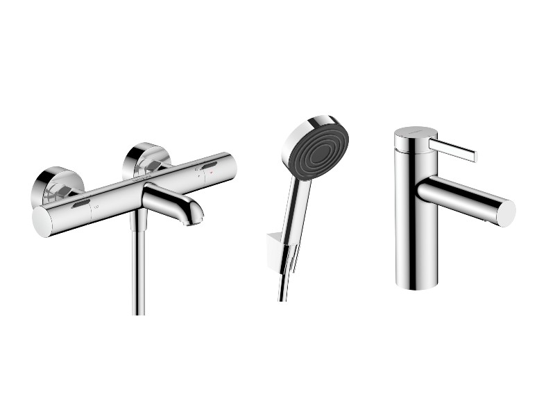 Hansgrohe Pachet 3in1 cada hansgrohe zesis s, aparenta, termostat, baterie lavoar, set dus, crom, 13325000-7st