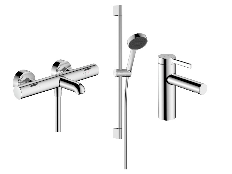 Hansgrohe Pachet 3in1 cada hansgrohe zesis s, aparenta, termostat, baterie lavoar, set dus, crom, 13325000-9st