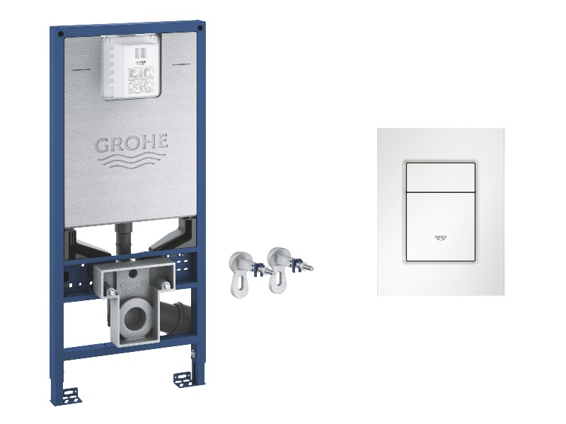 Grohe Pachet 3in1 cadru wc grohe rapid slx 39596000, incastrat,  alimentare electrica, prindere perete, burduf s, clapeta alb