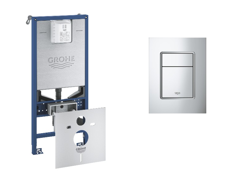 Grohe Pachet 3in1 cadru wc grohe rapid slx 39598000, incastrat,  alimentare electrica, prindere perete, burduf s, clapeta crom