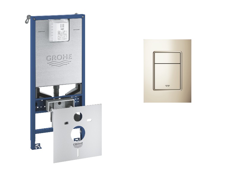 Grohe Pachet 3in1 cadru wc grohe rapid slx 39598000, incastrat,  alimentare electrica, prindere perete, burduf s, clapeta lucios,
