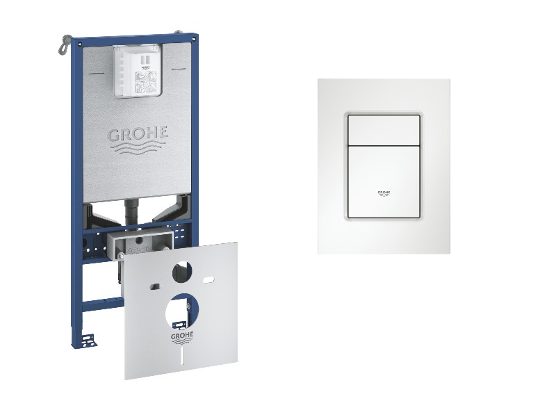 Grohe Pachet 3in1 cadru wc grohe rapid slx 39598000, incastrat,  alimentare electrica, prindere perete, burduf s, clapeta alb