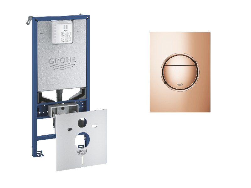 Grohe Pachet 3in1 cadru wc grohe rapid slx 39598000, incastrat,  alimentare electrica, prindere perete, burduf s, clapeta lucios,