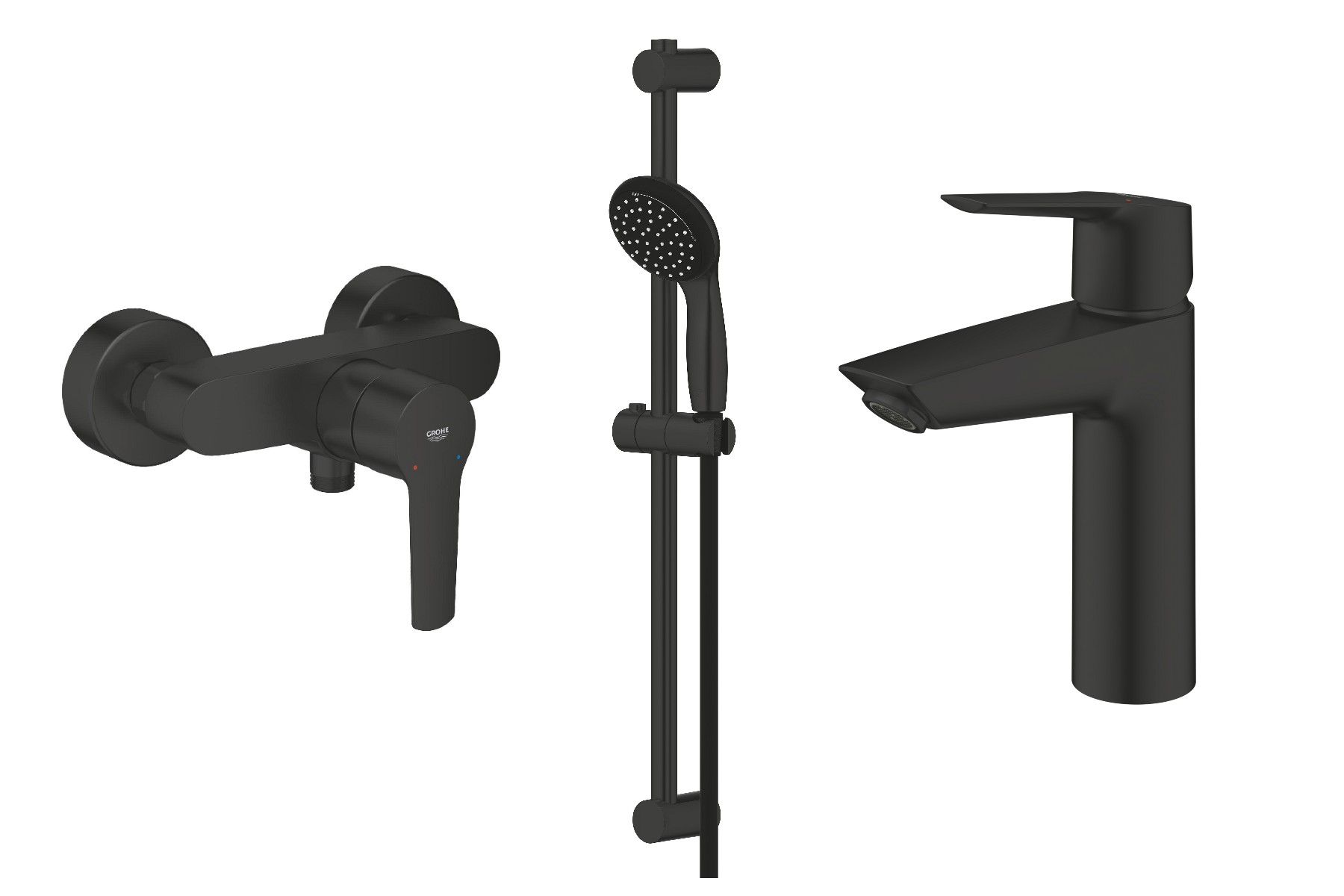 Grohe Pachet 3in1 dus grohe start 322792432, 1/2'', aparenta, baterie 235752432, marimea m, ventil, coloana dus, mat, negru
