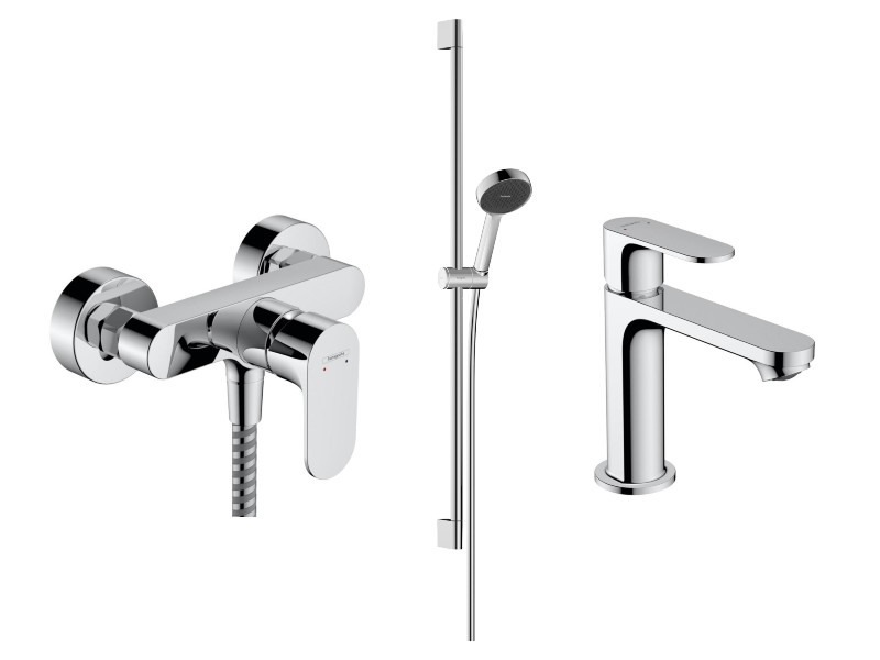 Hansgrohe Pachet 3in1 dus hansgrohe rebris s, aparent, baterie lavoar, set dus, crom, 72640000-5st
