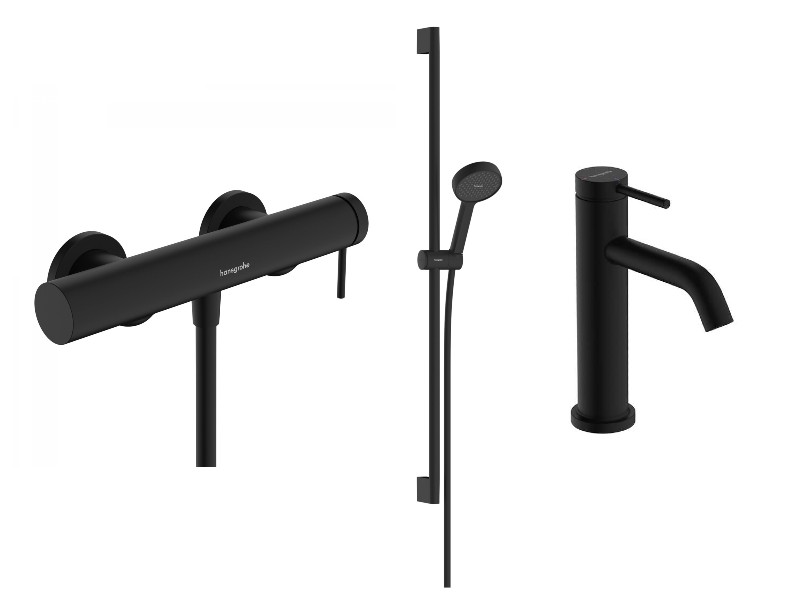 Hansgrohe Pachet 3in1 dus hansgrohe tecturis s, aparent, baterie lavoar, set dus, mat, negru, 73622670-3st