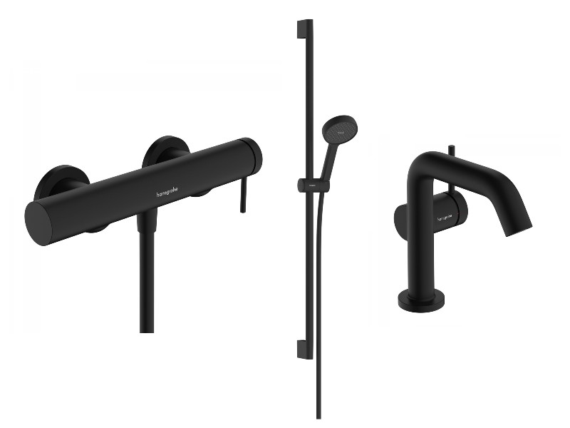 Hansgrohe Pachet 3in1 dus hansgrohe tecturis s, aparent, baterie lavoar, set dus, mat, negru, 73622670-9st