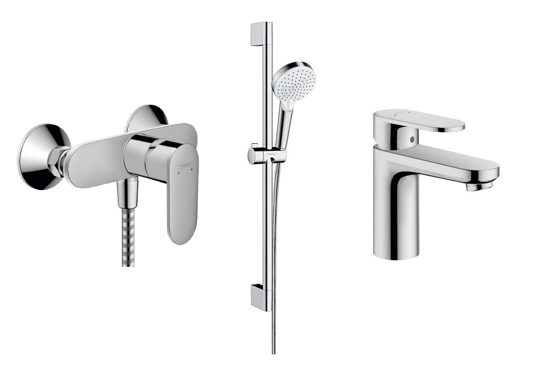Hansgrohe Pachet 3in1 dus hansgrohe vernis blend 71640000, 1/2'', aparent + baterie 71551000, marimea m, coloana dus crometta,