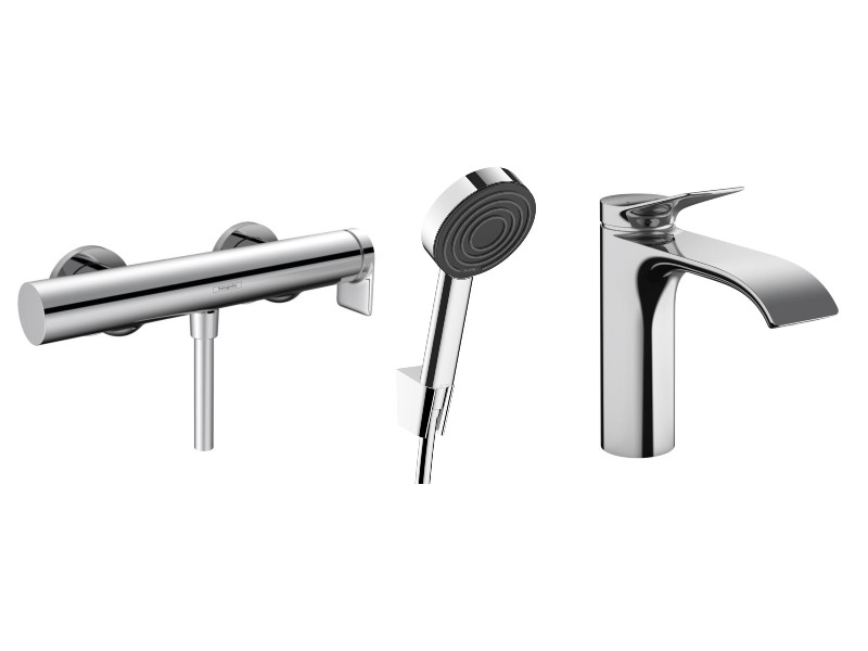 Hansgrohe Pachet 3in1 dus hansgrohe vivenis, aparenta, baterie lavoar, set dus, crom, 75620000-10st