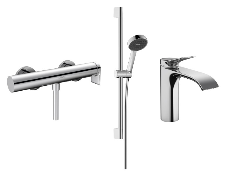 Hansgrohe Pachet 3in1 dus hansgrohe vivenis, aparenta, baterie lavoar, set dus, crom, 75620000-11st
