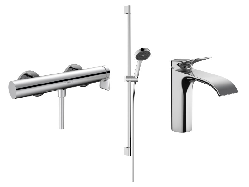 Hansgrohe Pachet 3in1 dus hansgrohe vivenis, aparenta, baterie lavoar, set dus, crom, 75620000-12st