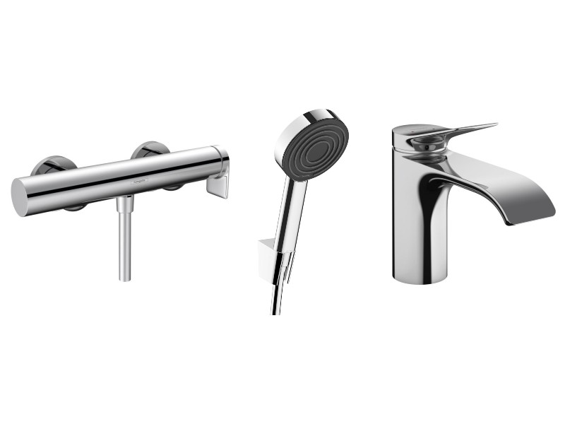 Hansgrohe Pachet 3in1 dus hansgrohe vivenis, aparenta, baterie lavoar, set dus, crom, 75620000-6st