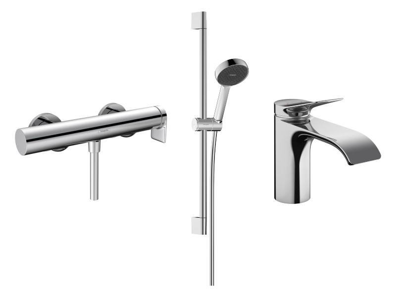 Hansgrohe Pachet 3in1 dus hansgrohe vivenis, aparenta, baterie lavoar, set dus, crom, 75620000-7st