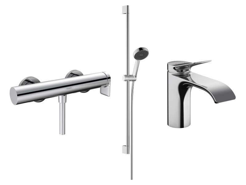 Hansgrohe Pachet 3in1 dus hansgrohe vivenis, aparenta, baterie lavoar, set dus, crom, 75620000-8st