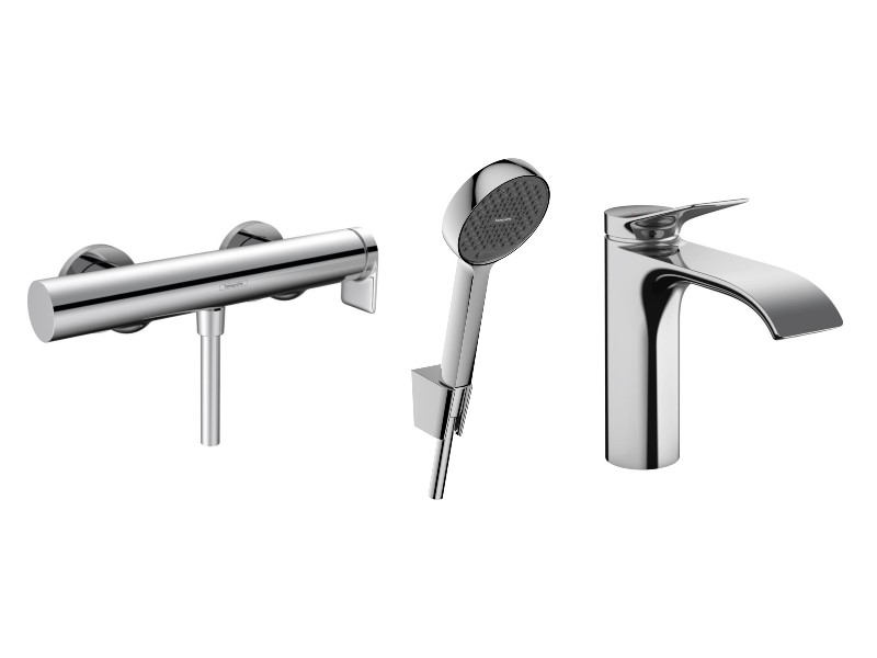 Hansgrohe Pachet 3in1 dus hansgrohe vivenis, aparenta, baterie lavoar, set dus, crom, 75620000-9st
