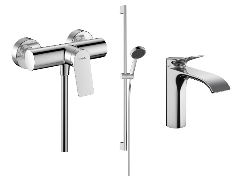 Hansgrohe Pachet 3in1 dus hansgrohe vivenis, aparenta, baterie lavoar, set dus, crom, 75623000-10st