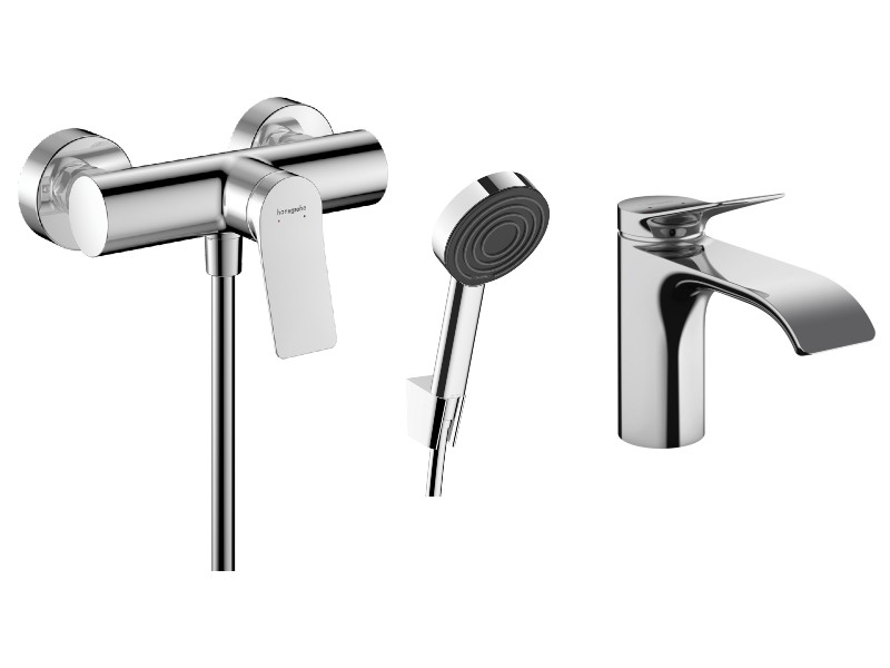 Hansgrohe Pachet 3in1 dus hansgrohe vivenis, aparenta, baterie lavoar, set dus, crom, 75623000-2st