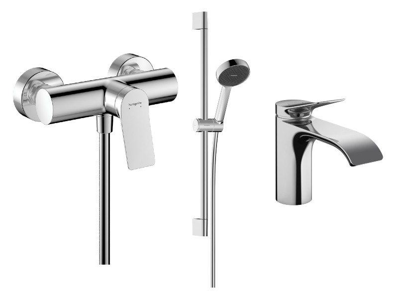 Hansgrohe Pachet 3in1 dus hansgrohe vivenis, aparenta, baterie lavoar, set dus, crom, 75623000-4st