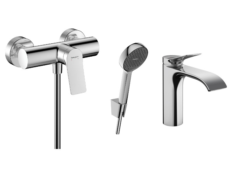 Hansgrohe Pachet 3in1 dus hansgrohe vivenis, aparenta, baterie lavoar, set dus, crom, 75623000-6st