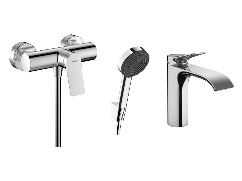 Hansgrohe Pachet 3in1 dus hansgrohe vivenis, aparenta, baterie lavoar, set dus, crom, 75623000-7st
