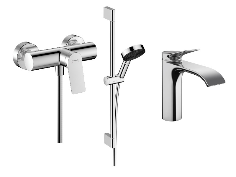 Hansgrohe Pachet 3in1 dus hansgrohe vivenis, aparenta, baterie lavoar, set dus, crom, 75623000-8st
