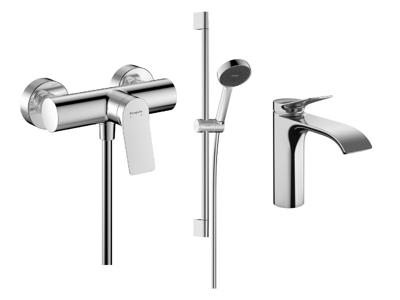 Hansgrohe Pachet 3in1 dus hansgrohe vivenis, aparenta, baterie lavoar, set dus, crom, 75623000-9st